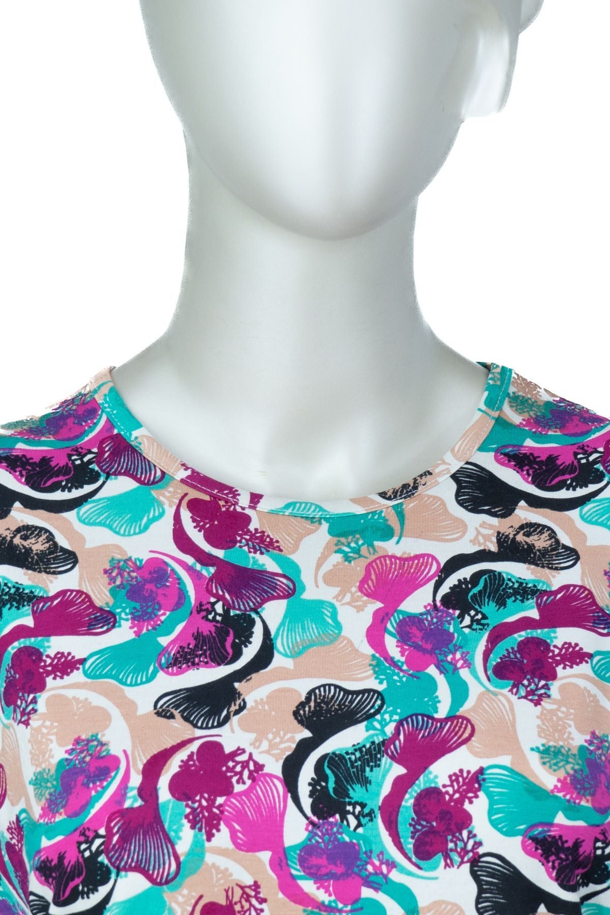 Kadın Anne Bluz Turlu Viskon Penye Kumaş Bahar Bahçesi Desenli Likralı Rahat Kesim Tam Kalıp